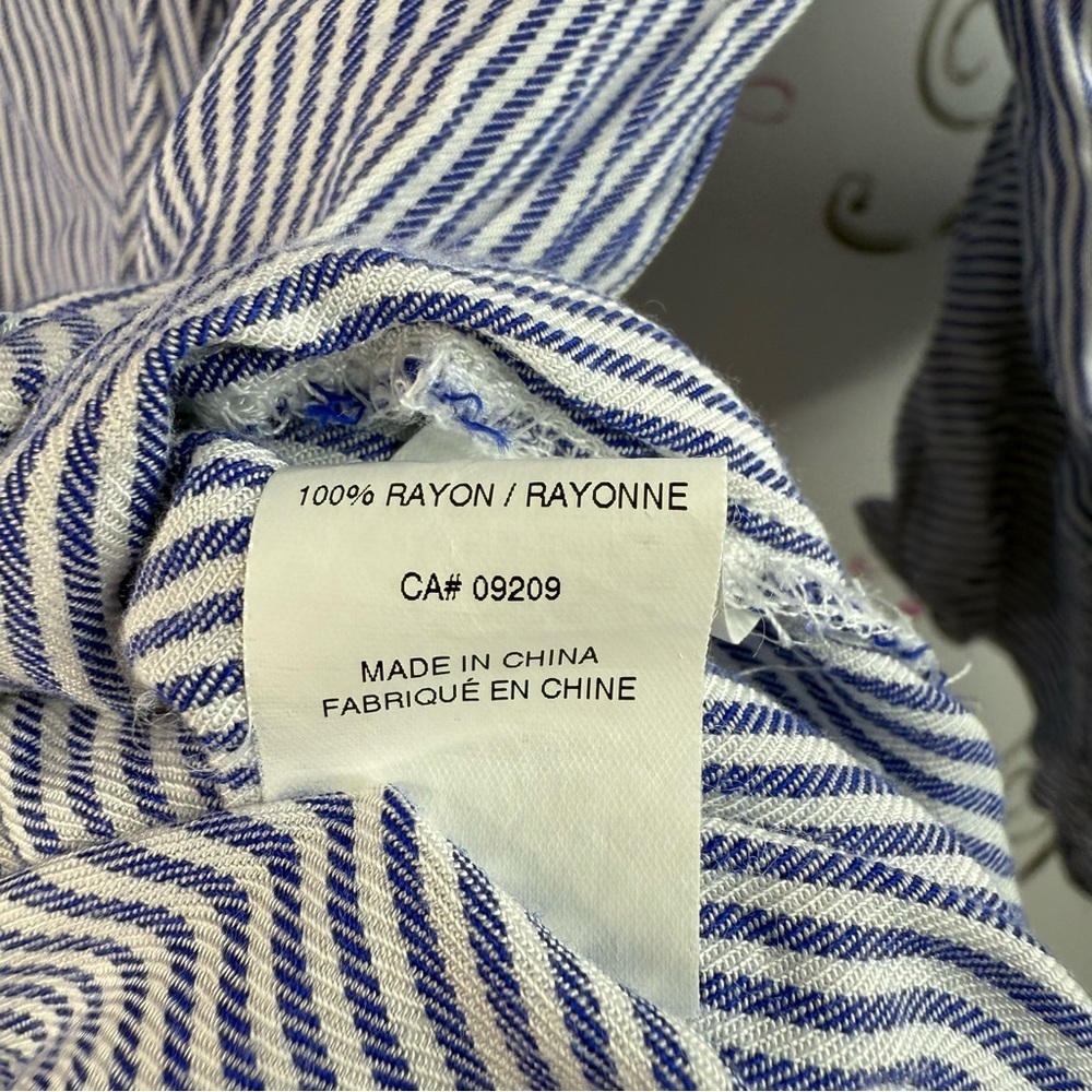 Cleo long sleeve top ruffles frilly tie up Blue Striped Ruffle Sleeve Top - Picture 11 of 13